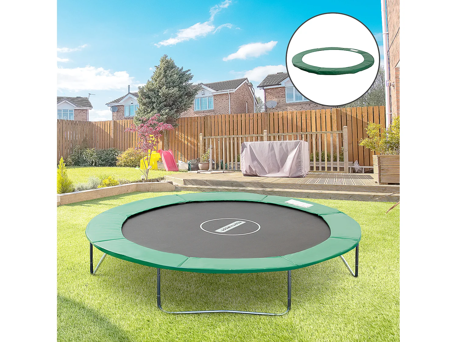 Cojín borde para cama elástica verde ø244 cm HOMCOM