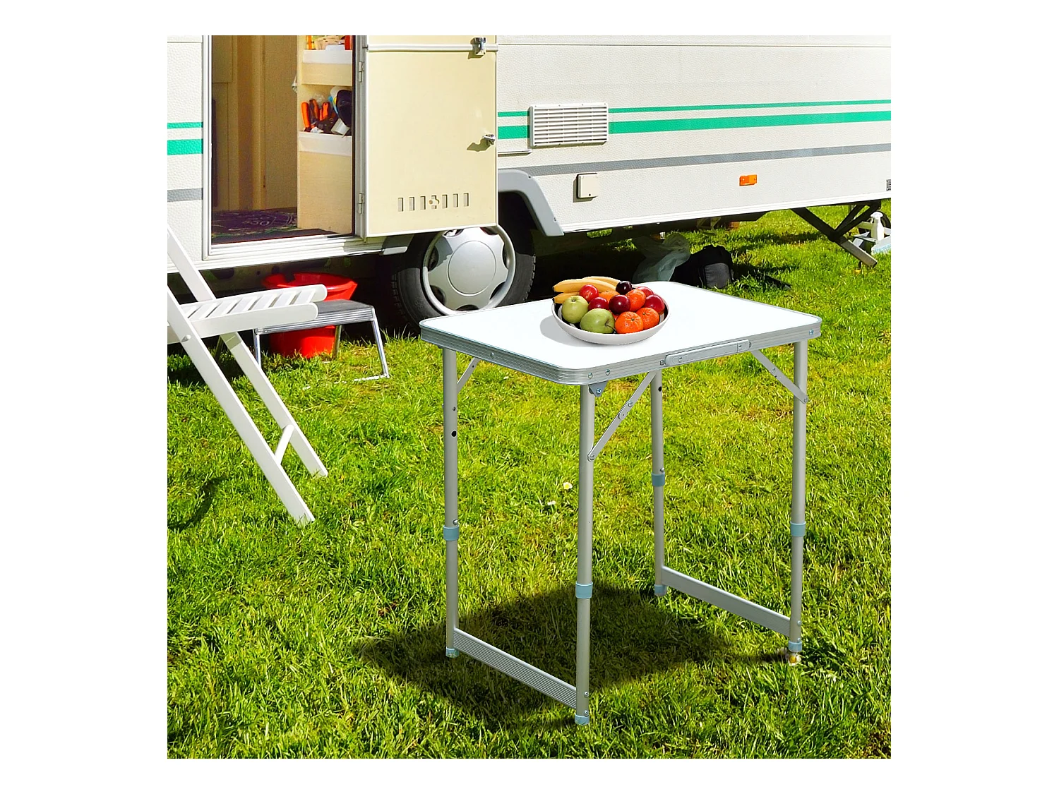 Mesa de camping blanco 60x45x64 cm Outsunny