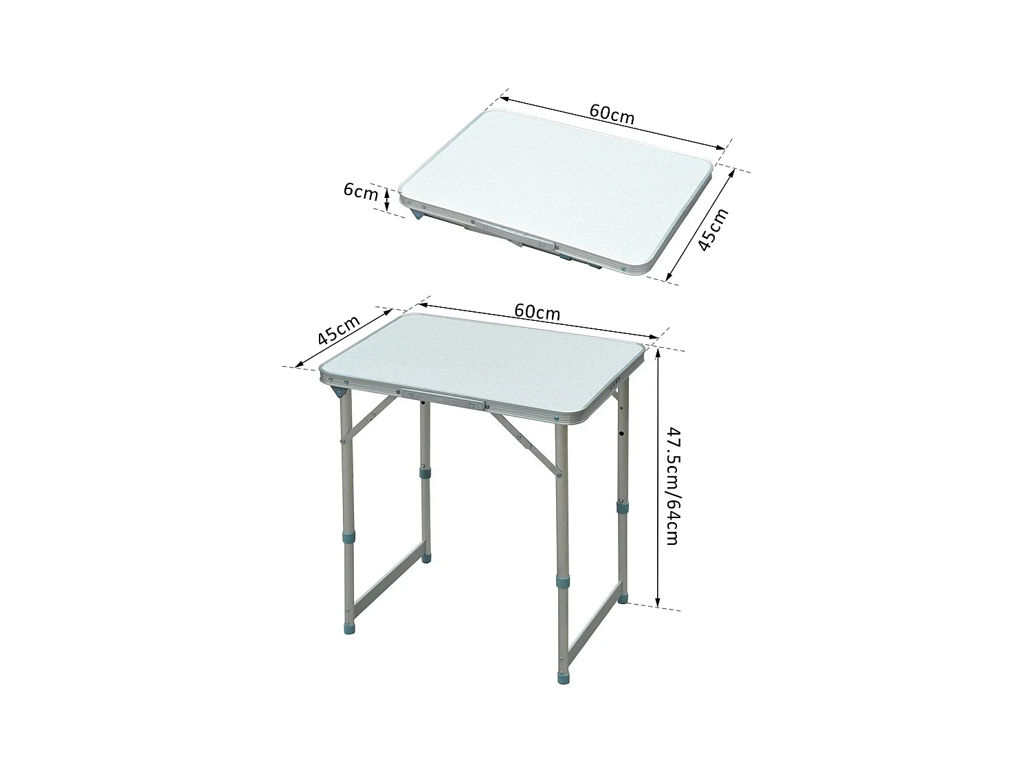 Mesa de camping blanco 60x45x64 cm Outsunny