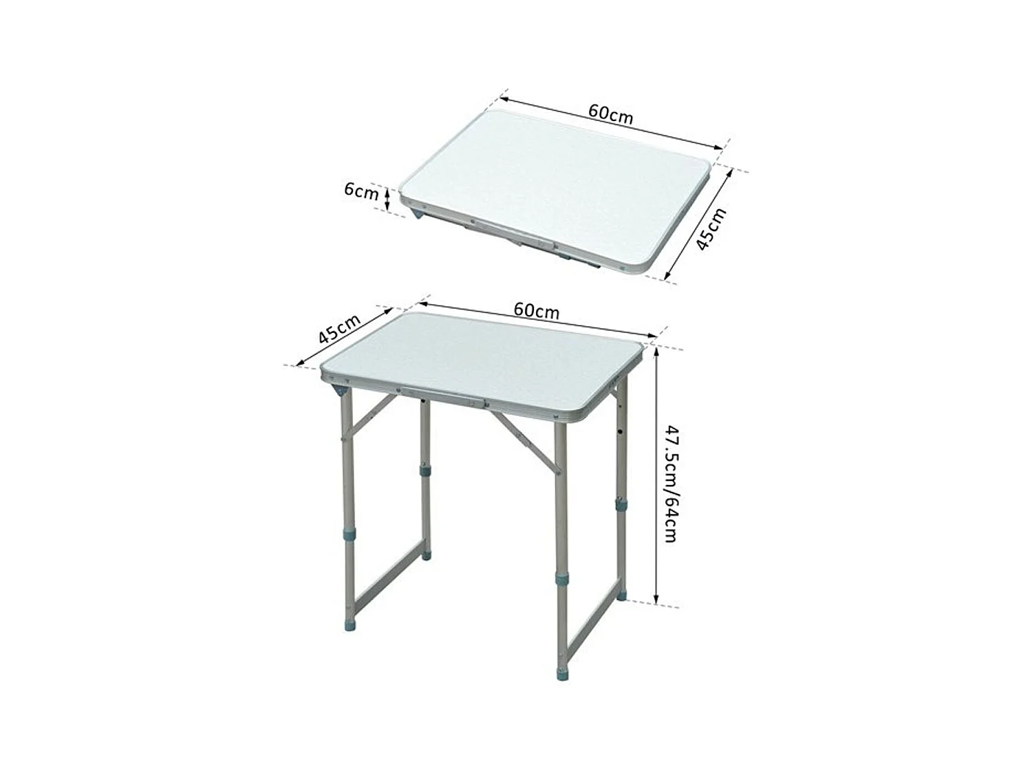 Mesa de camping blanco 60x45x64 cm Outsunny