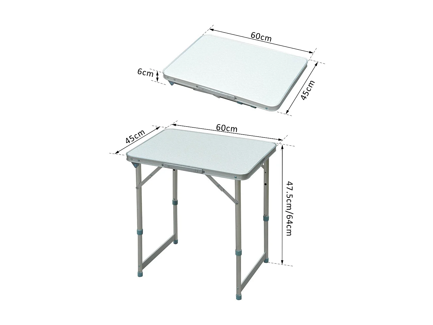 Mesa de camping blanco 60x45x64 cm Outsunny