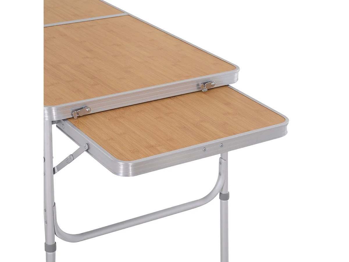 Mesa de camping natural bambú color 153x60x70 cm Outsunny