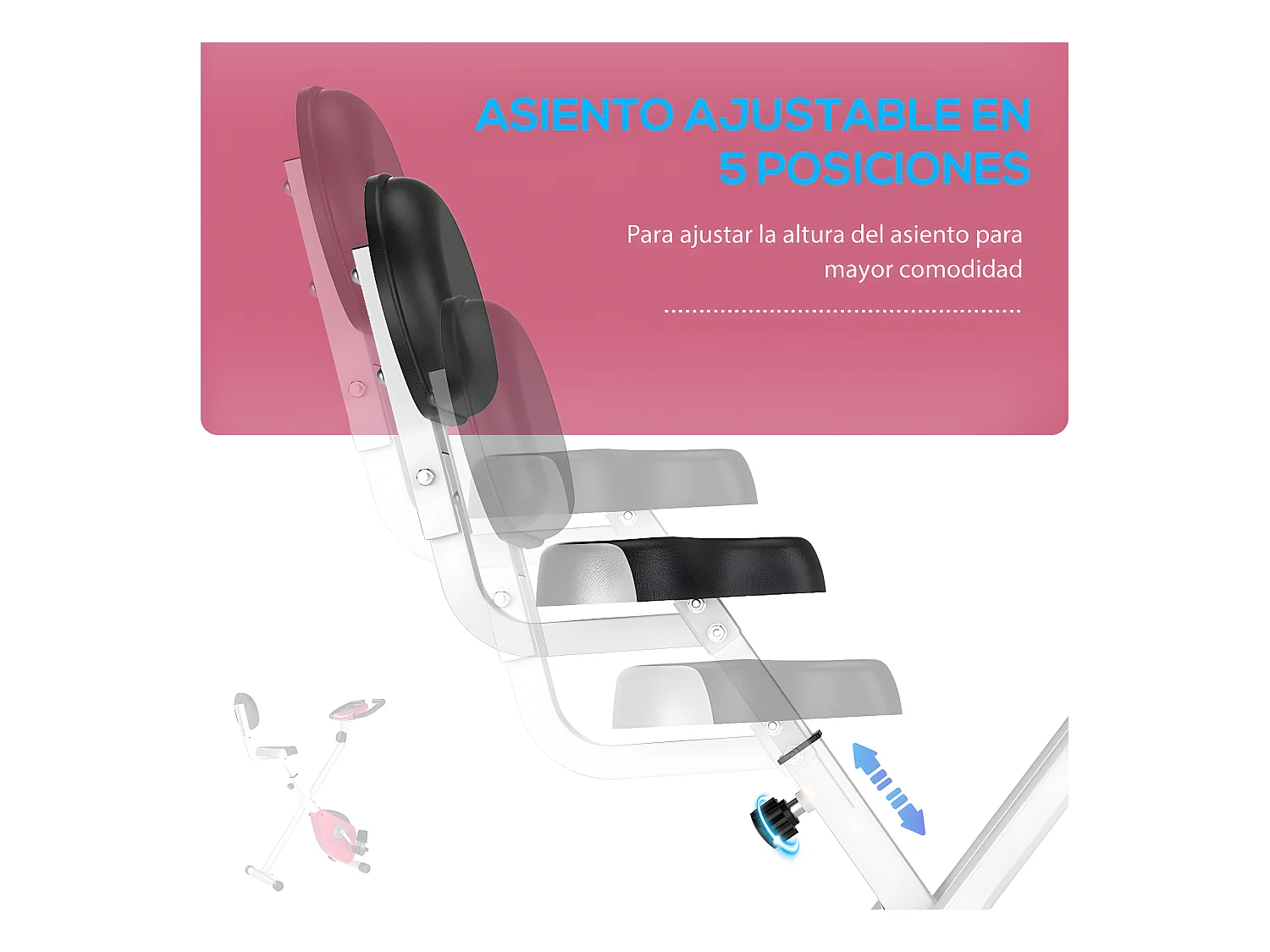 Bicicleta para ejercicios de forma x rosa y blanco 43x97x109 cm HOMCOM