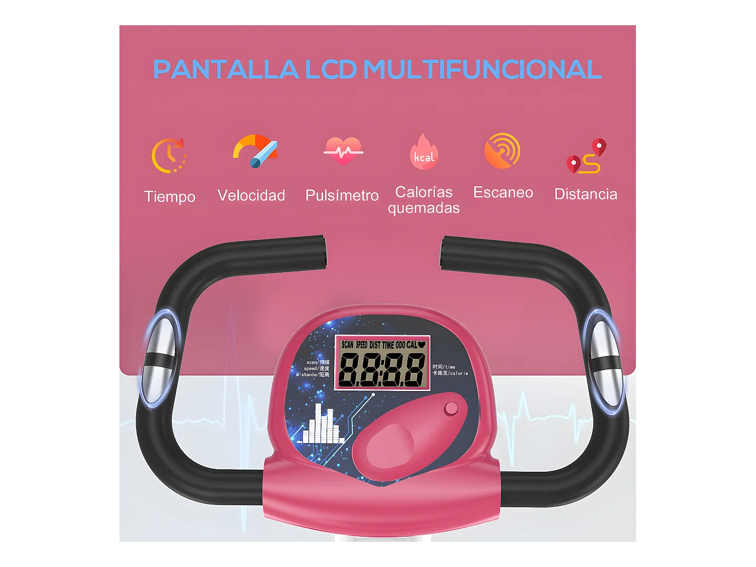 Bicicleta para ejercicios de forma x rosa y blanco 43x97x109 cm HOMCOM