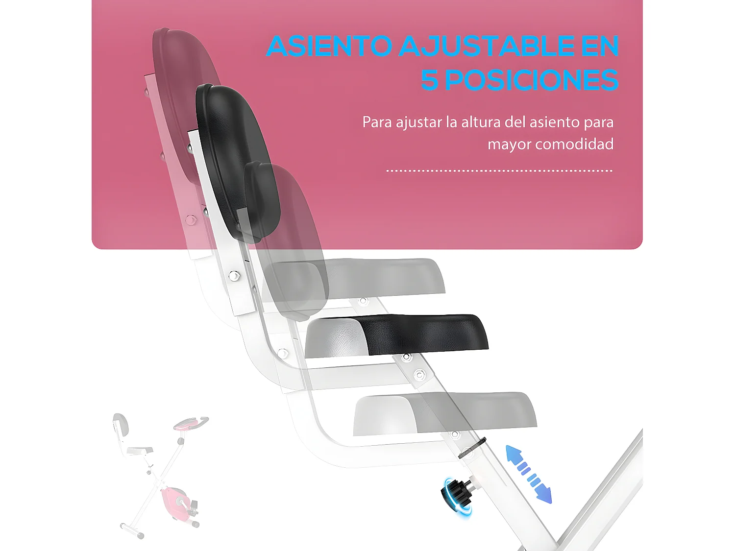 Bicicleta para ejercicios de forma x rosa y blanco 43x97x109 cm HOMCOM