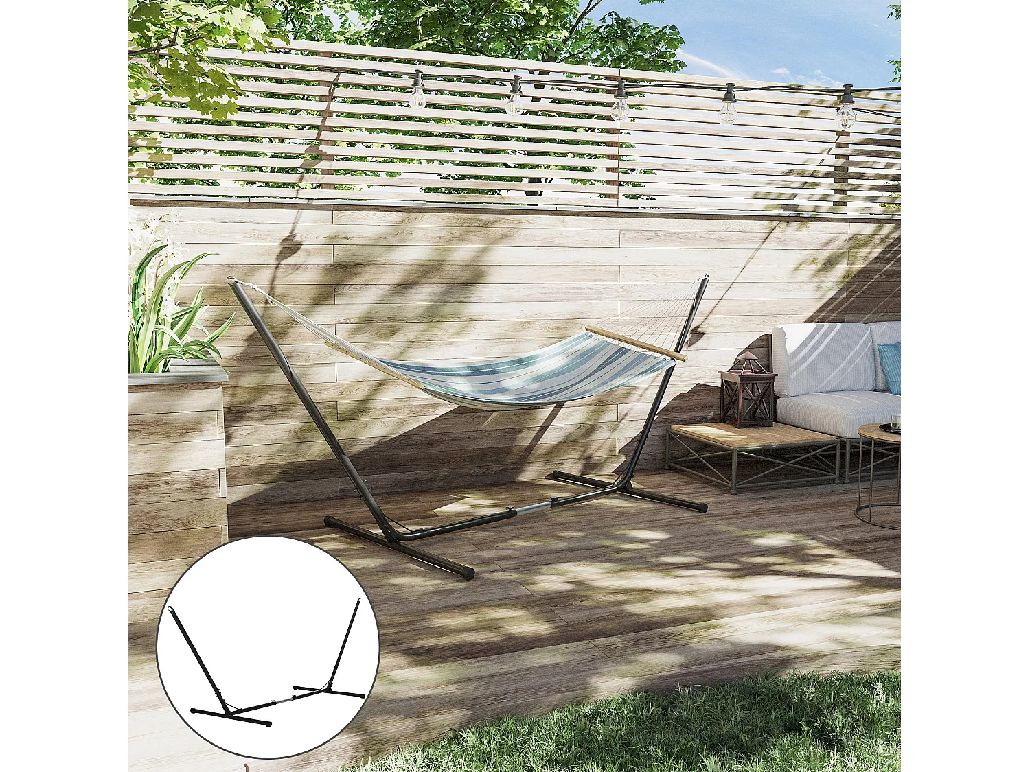 Soporte para hamaca negro 388x109x116 cm Outsunny