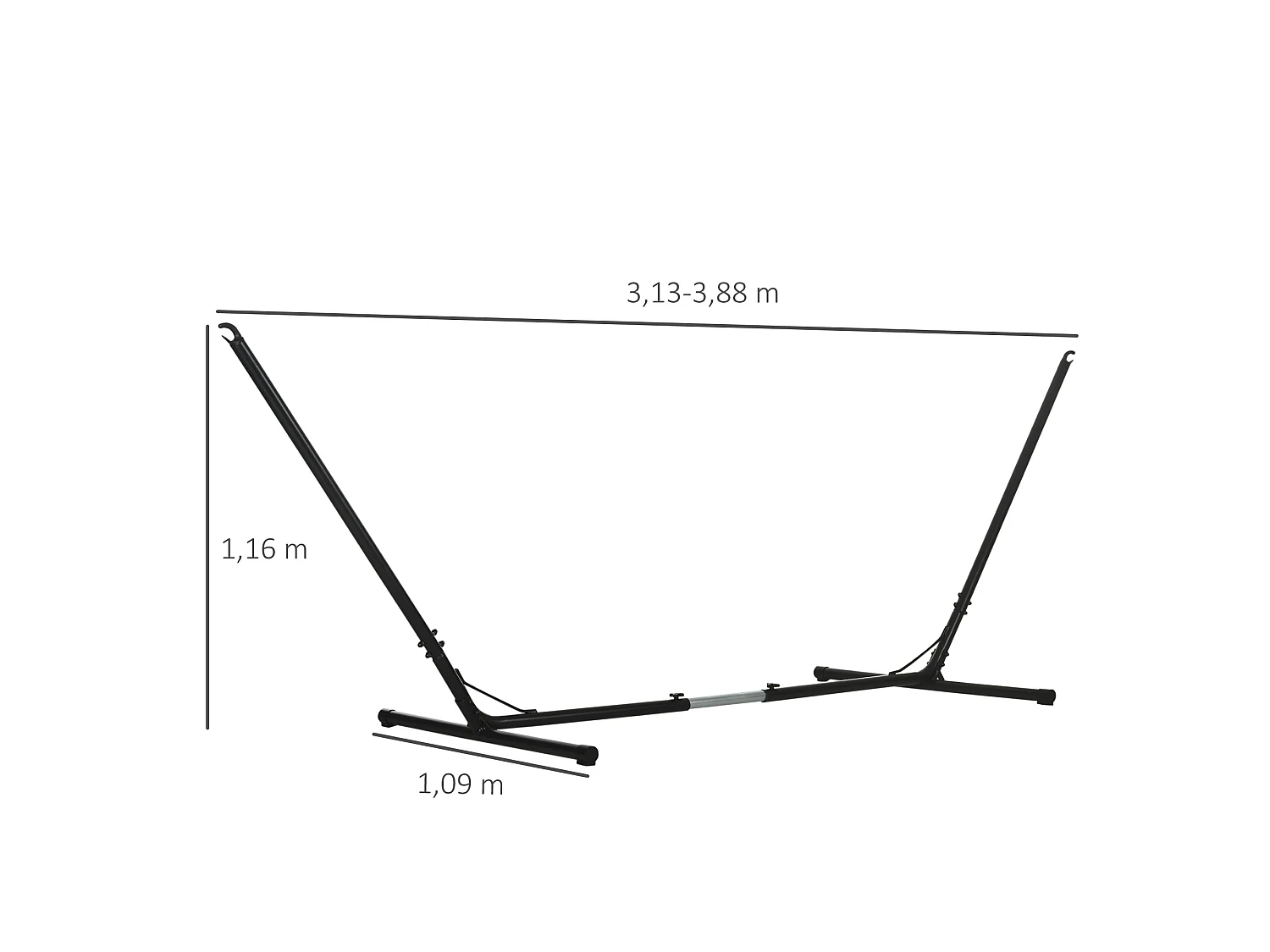 Soporte para hamaca negro 388x109x116 cm Outsunny