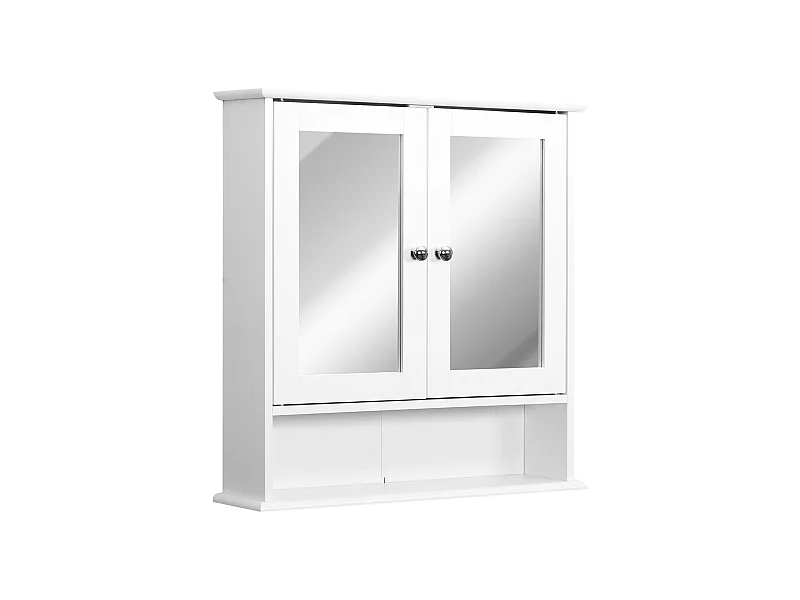Armario de baño con espejo de pared blanco 56x13x58cm kleankin