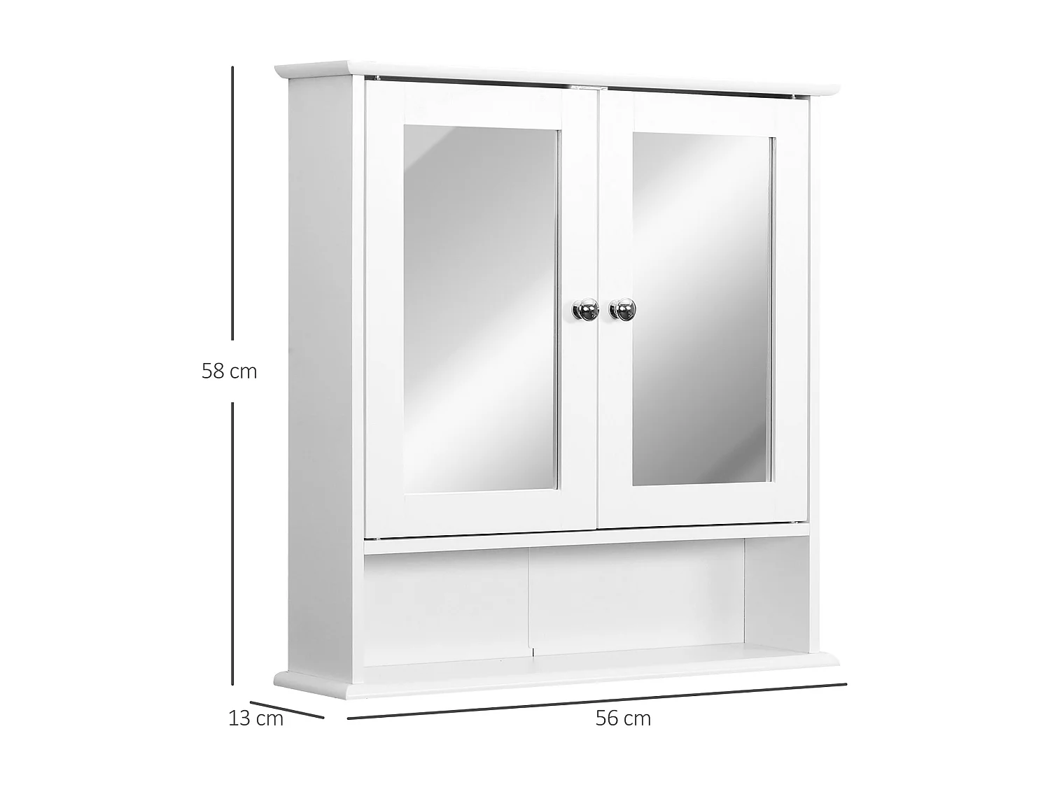 Armario de baño con espejo de pared blanco 56x13x58cm kleankin