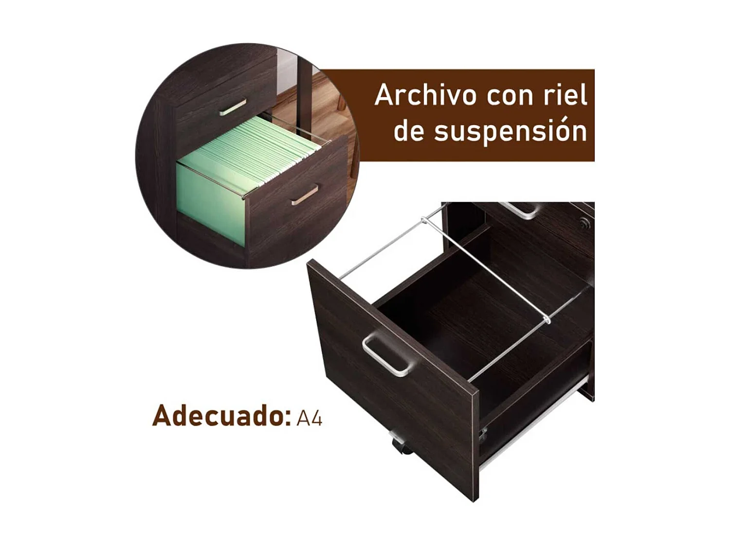 Armario de archivador móvil negro 40x45x55.6 cm Vinsetto