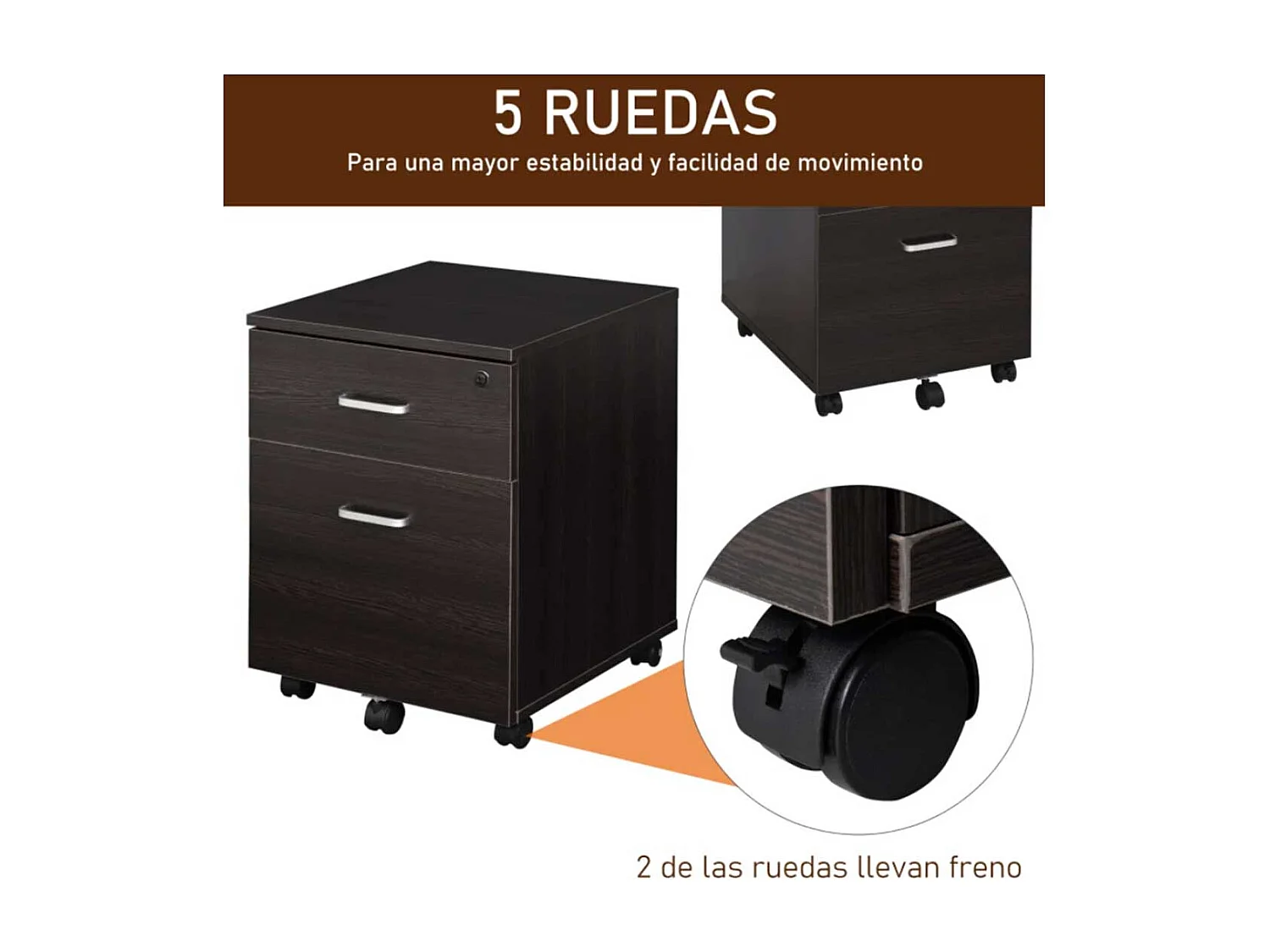 Armario de archivador móvil negro 40x45x55.6 cm Vinsetto