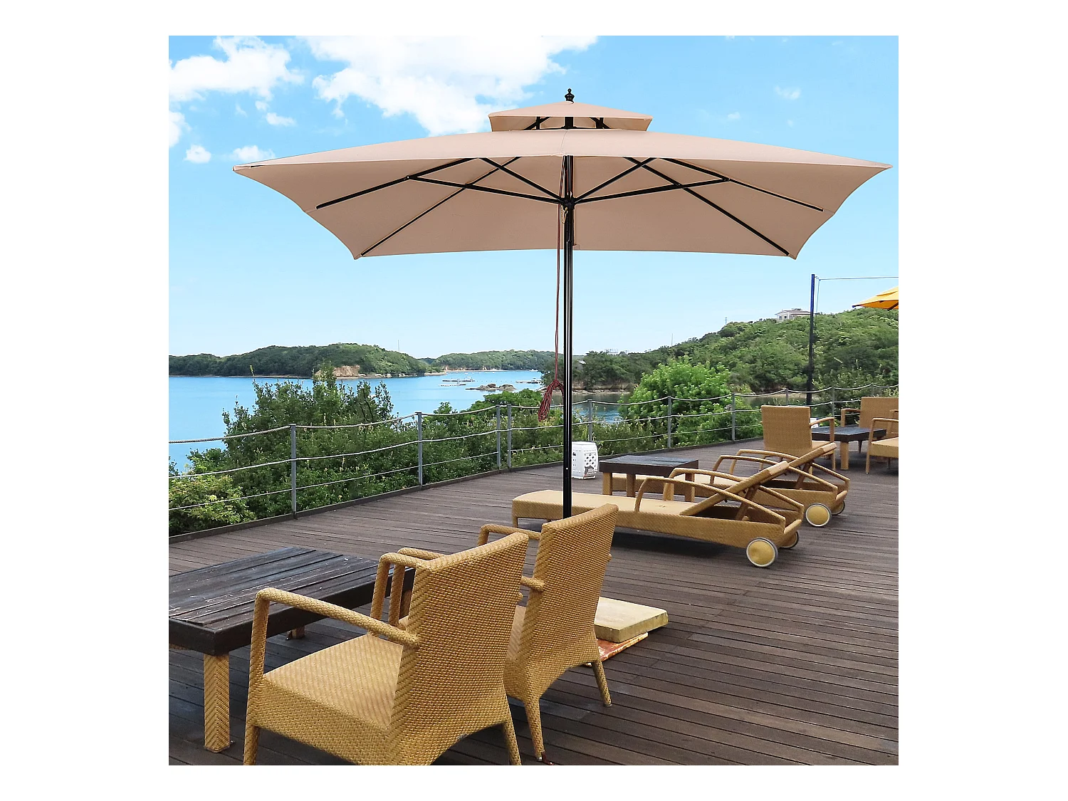 Parasol de jardín beige 300x300x297cm Outsunny