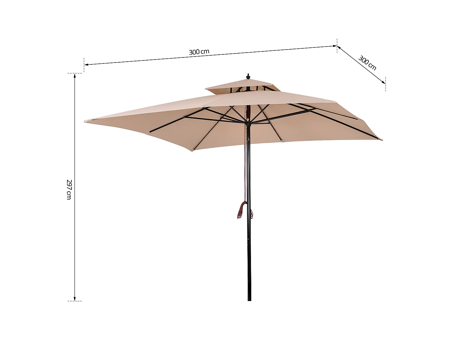 Parasol de jardín beige 300x300x297cm Outsunny