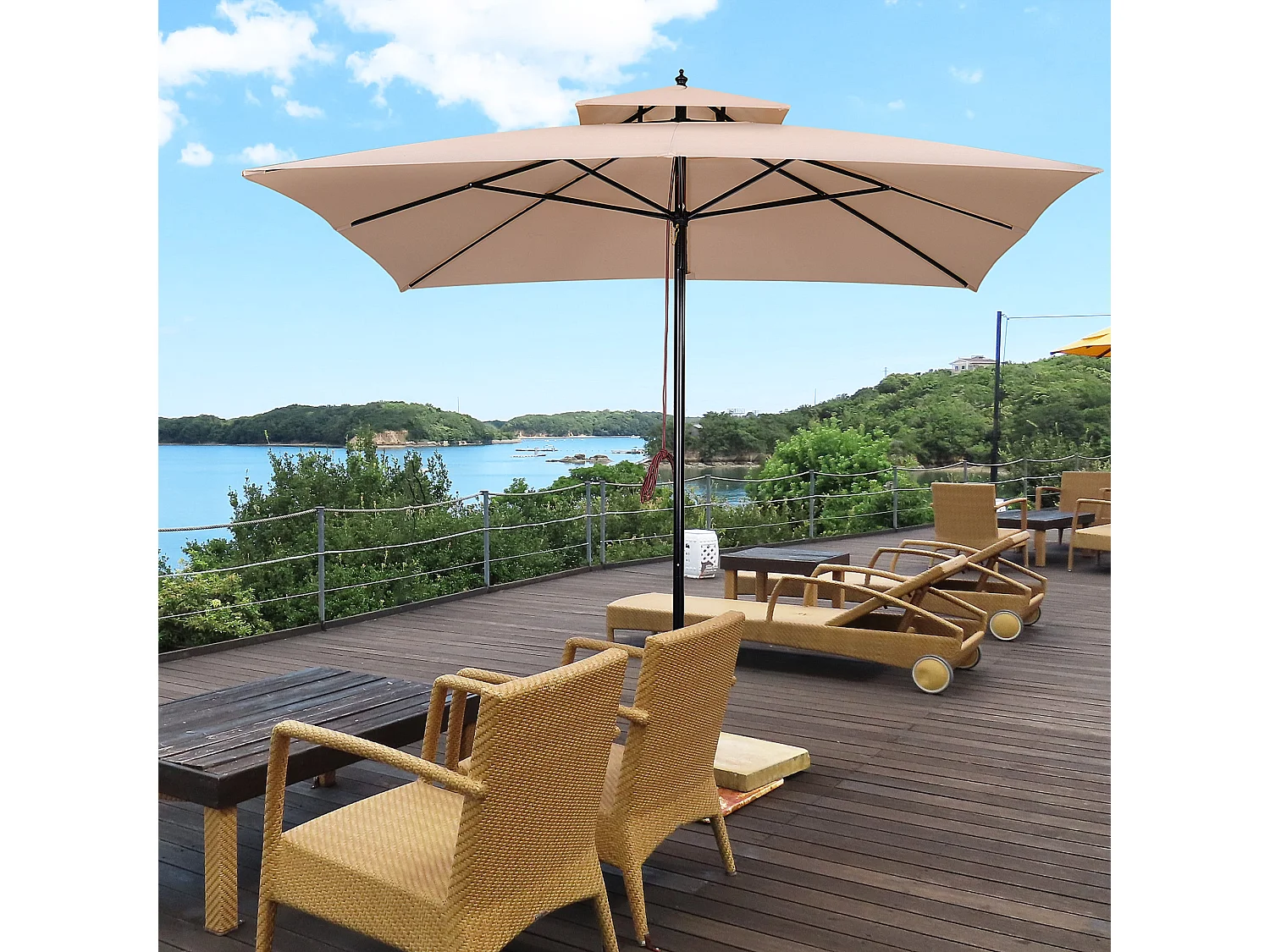 Parasol de jardín beige 300x300x297cm Outsunny