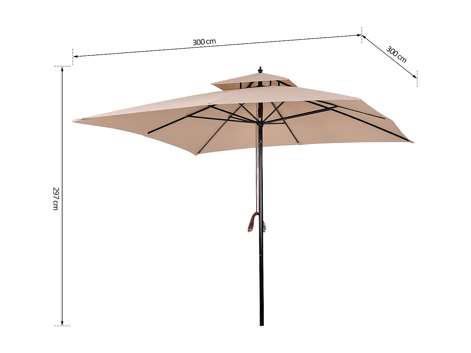 Parasol de jardín beige 300x300x297cm Outsunny