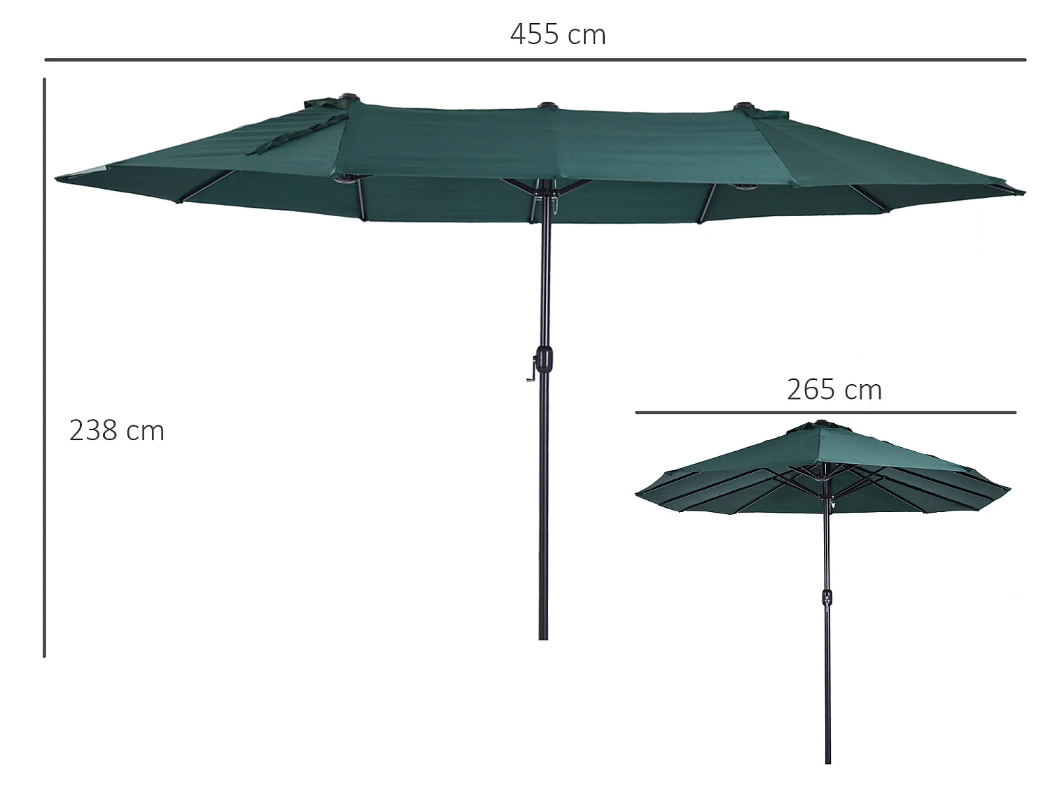 Sombrilla doble verde 460x270x240 cm Outsunny