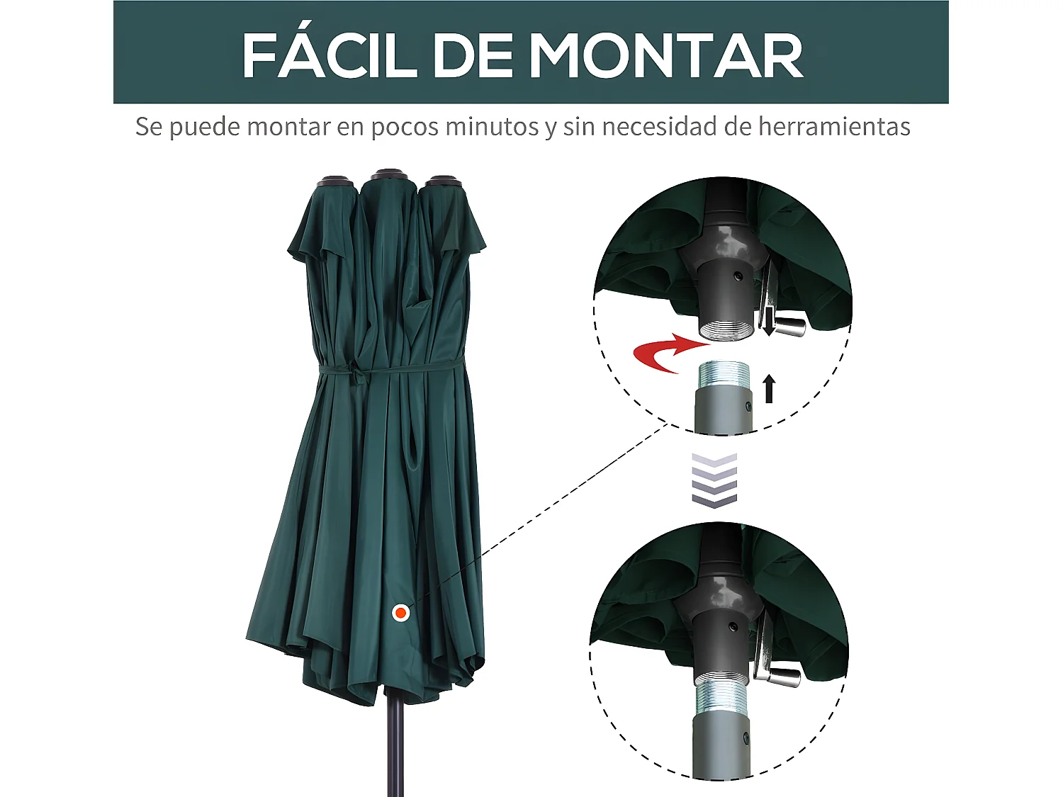 Sombrilla doble verde 460x270x240 cm Outsunny