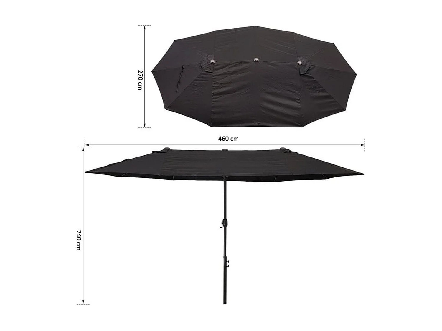 Sombrilla negro 460x270x240 cm Outsunny