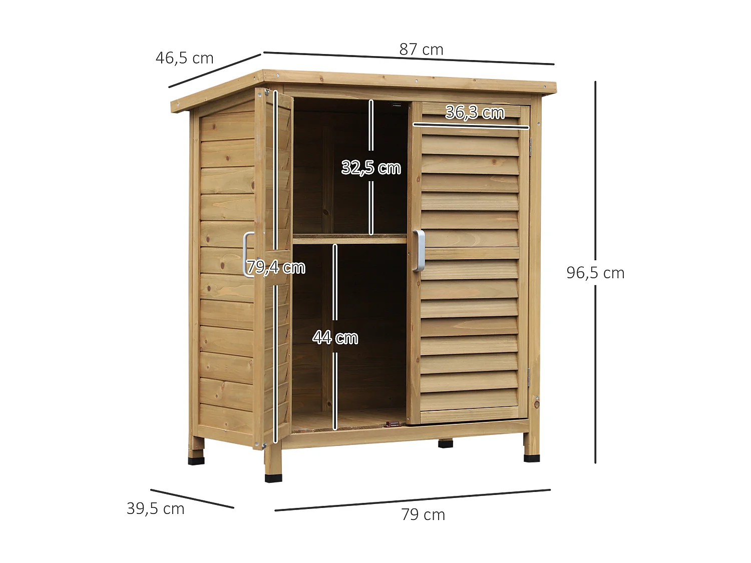 Caseta de jardín madera natural 87x46.5x96.5 cm Outsunny