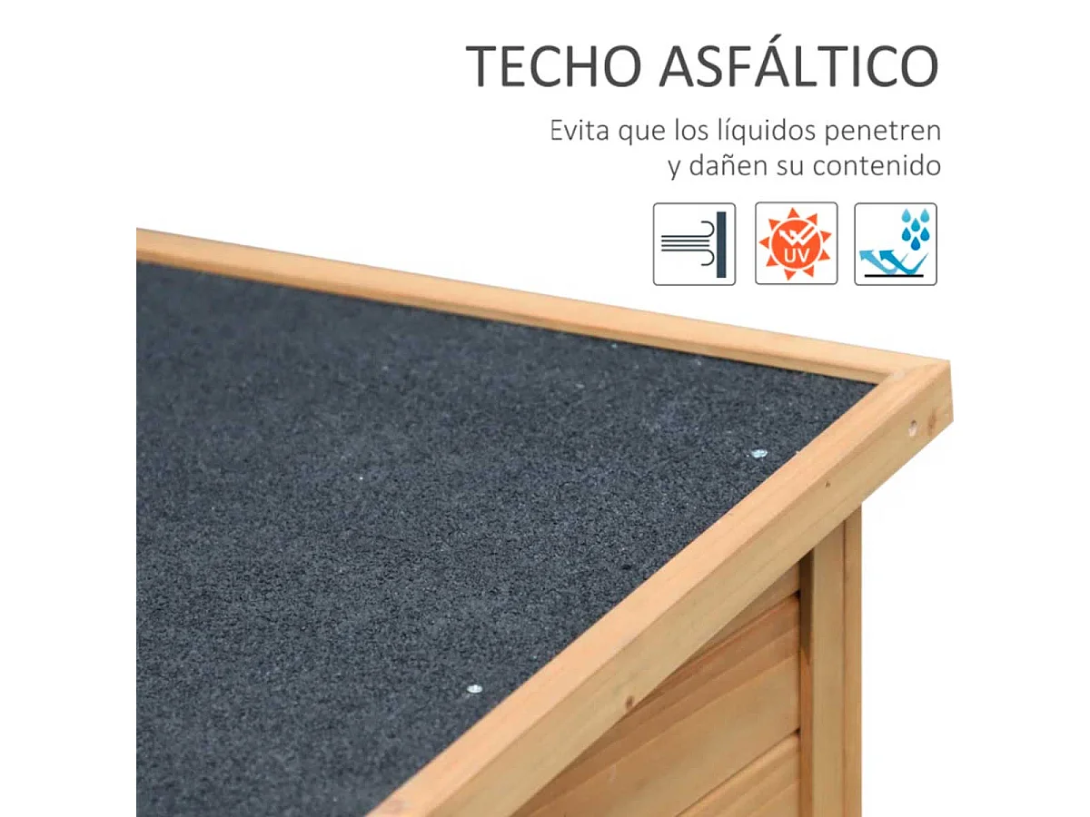 Caseta de jardín madera natural 87x46.5x96.5 cm Outsunny