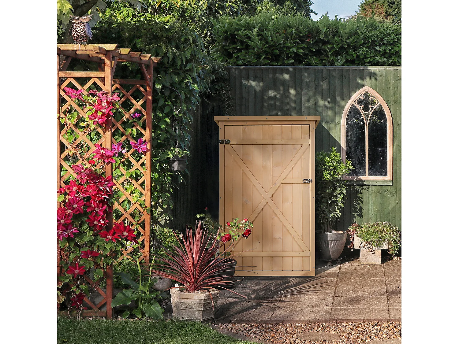 Caseta de madera para jardín madera natural 75x56x115cm Outsunny