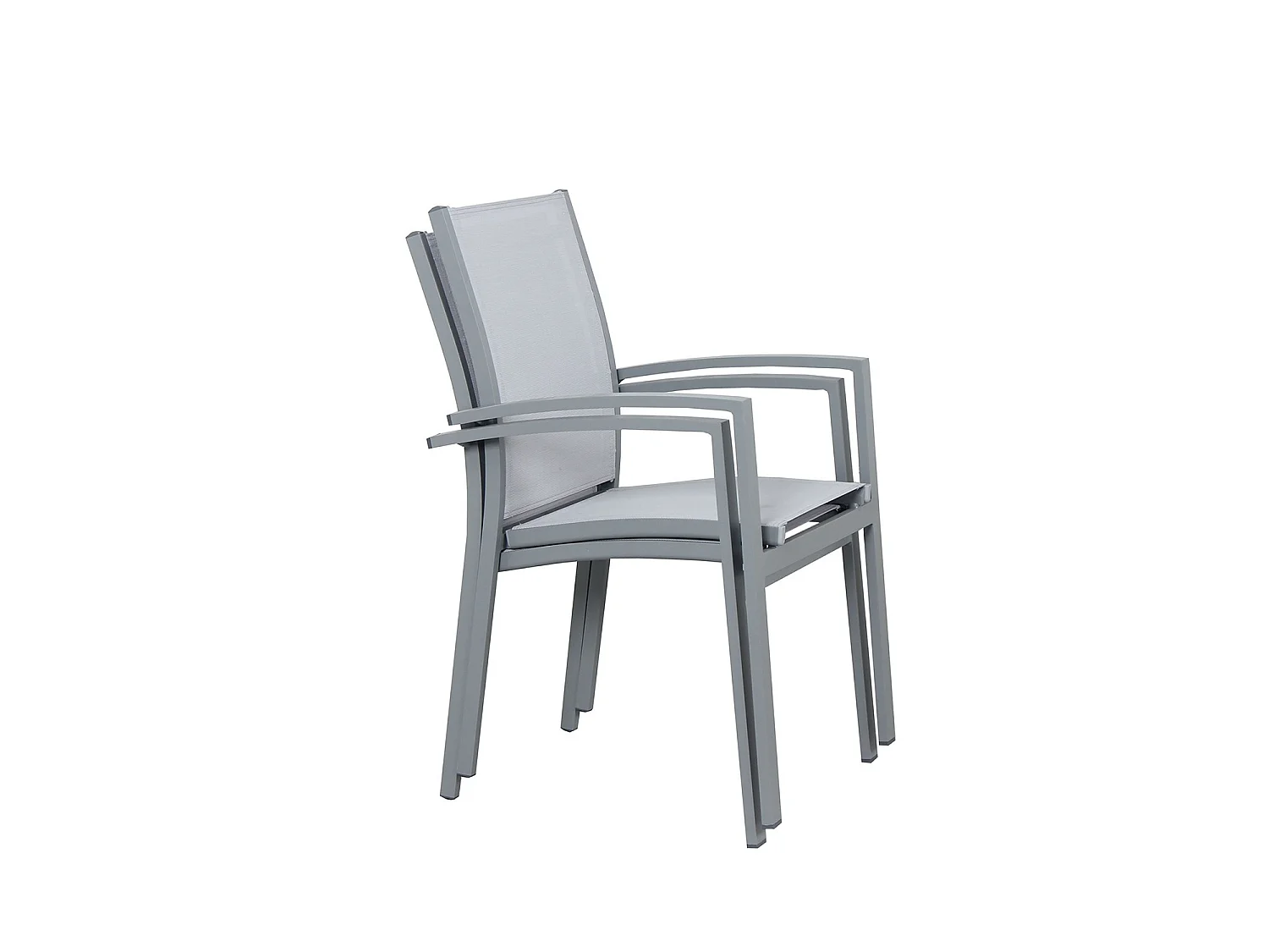 Table de jardin extensible aluminium 135/270cm + 8 fauteuils empilables textilène gris - ANDRA 8
