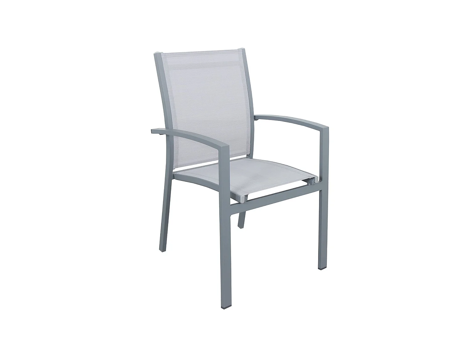 Table de jardin extensible aluminium 135/270cm + 8 fauteuils empilables textilène gris - ANDRA 8
