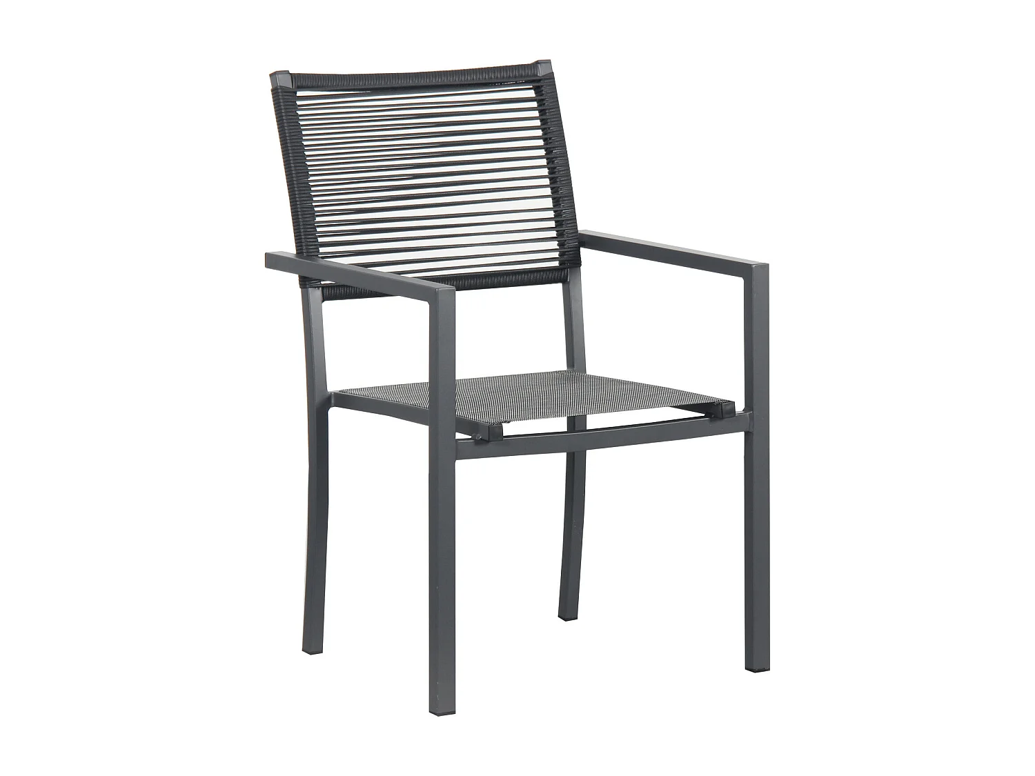 Ensemble Table de jardin extensible aluminium 135/270cm + 10 Fauteuils empilables en corde Anthracite - YERAZ