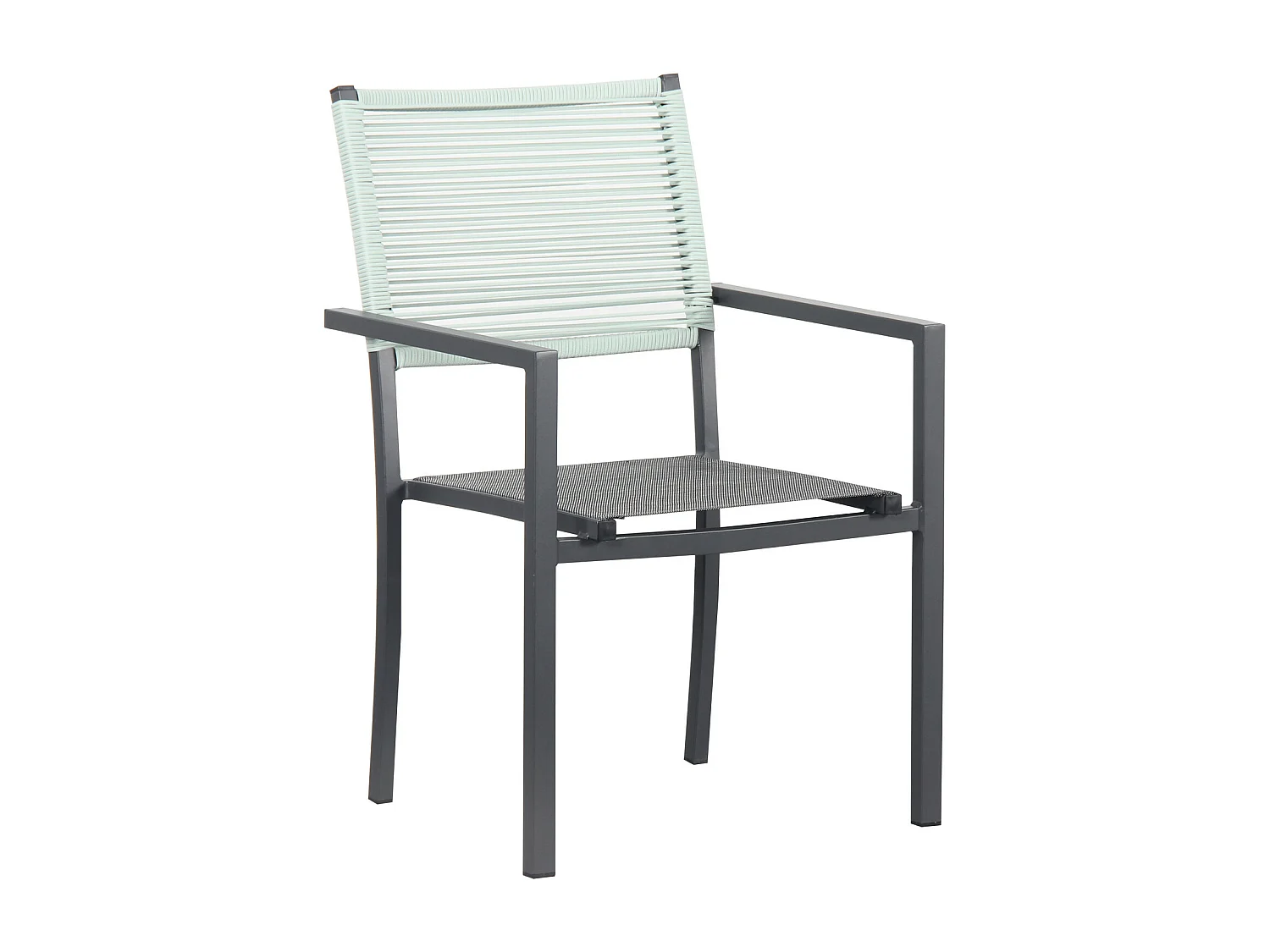 Ensemble Table de jardin extensible aluminium 135/270cm + 8 Fauteuils empilables corde Anthracite et vert d'eau - YERAZ 8