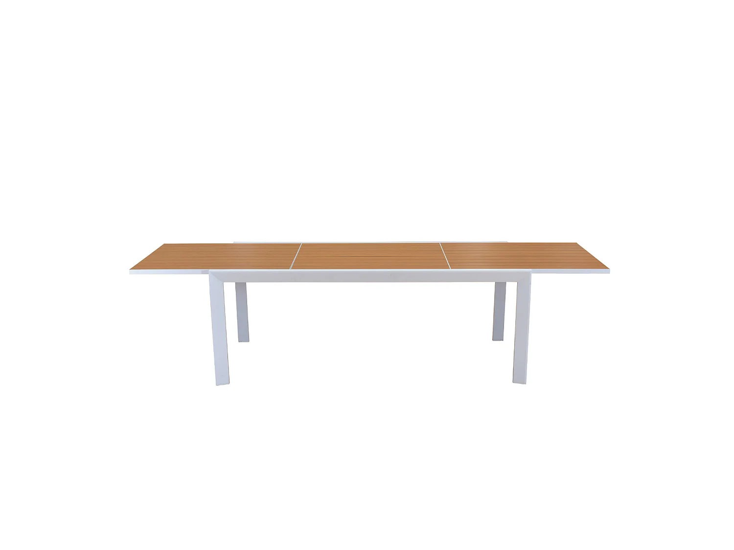 Table de jardin extensible aluminium blanche 200/300cm + 10 fauteuils empilables textilène - MARCEAU