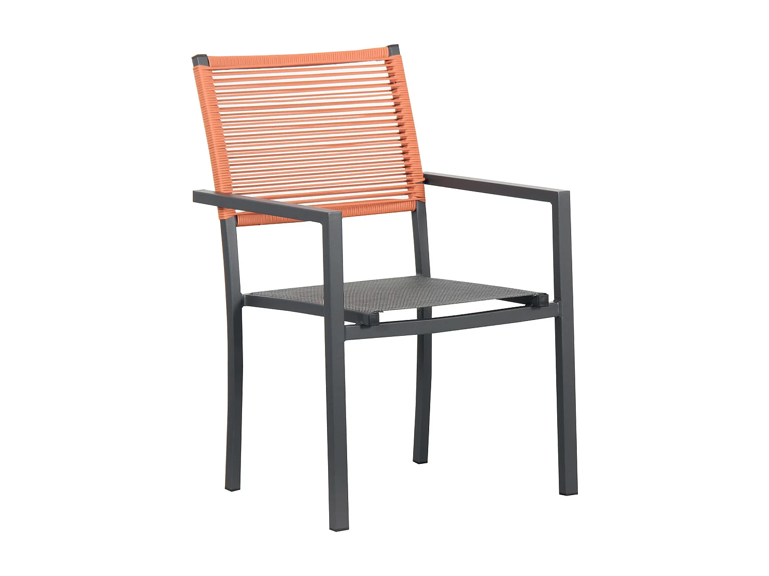 Ensemble Table de jardin extensible aluminium 135/270cm + 10 Fauteuils empilables corde Anthracite et orange - YERAZ