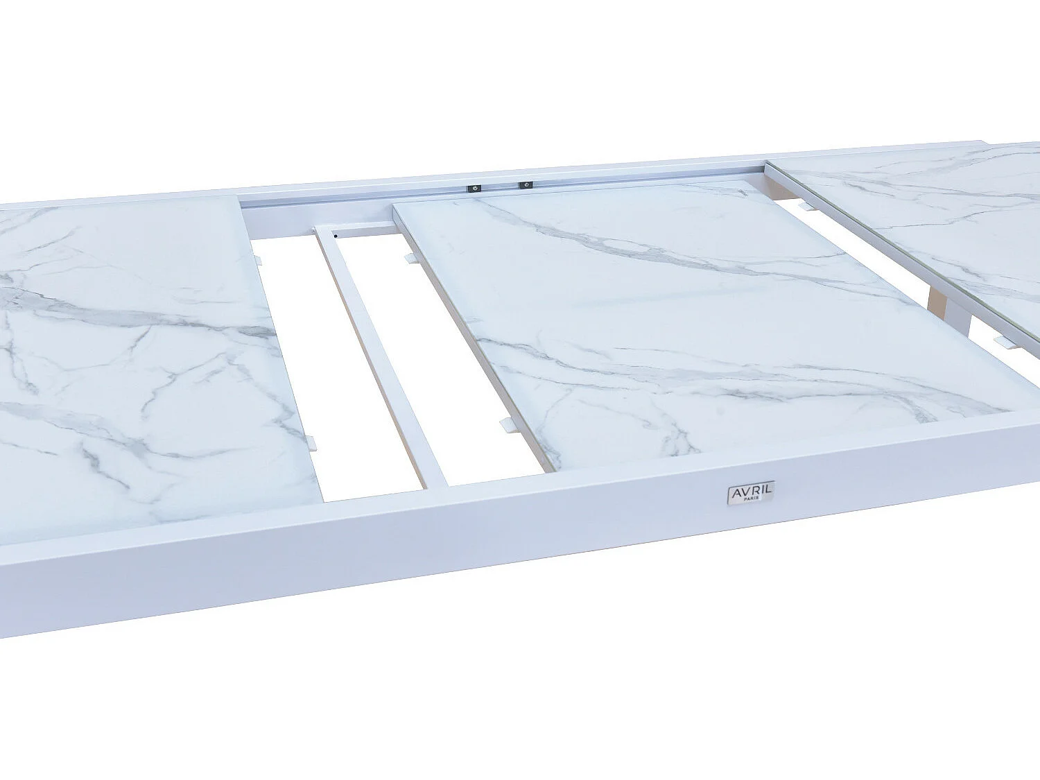 Table de jardin extensible aluminium blanc effet marbre 180/240cm + 8 fauteuils empilables textilène - ANIA