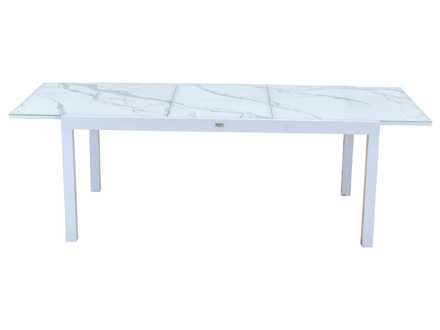 Table de jardin extensible aluminium blanc effet marbre 180/240cm + 8 fauteuils empilables textilène - ANIA