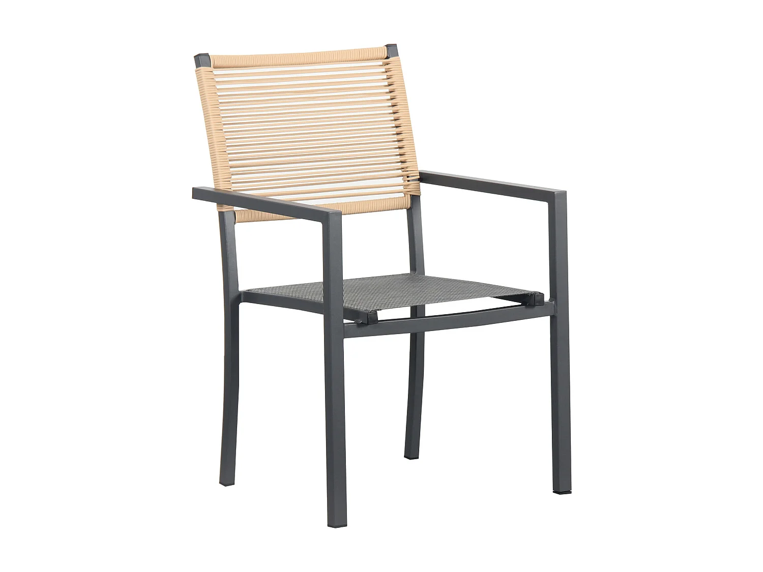 Ensemble Table de jardin extensible aluminium 135/270cm + 10 Fauteuils empilables corde Anthracite et Beige - YERAZ