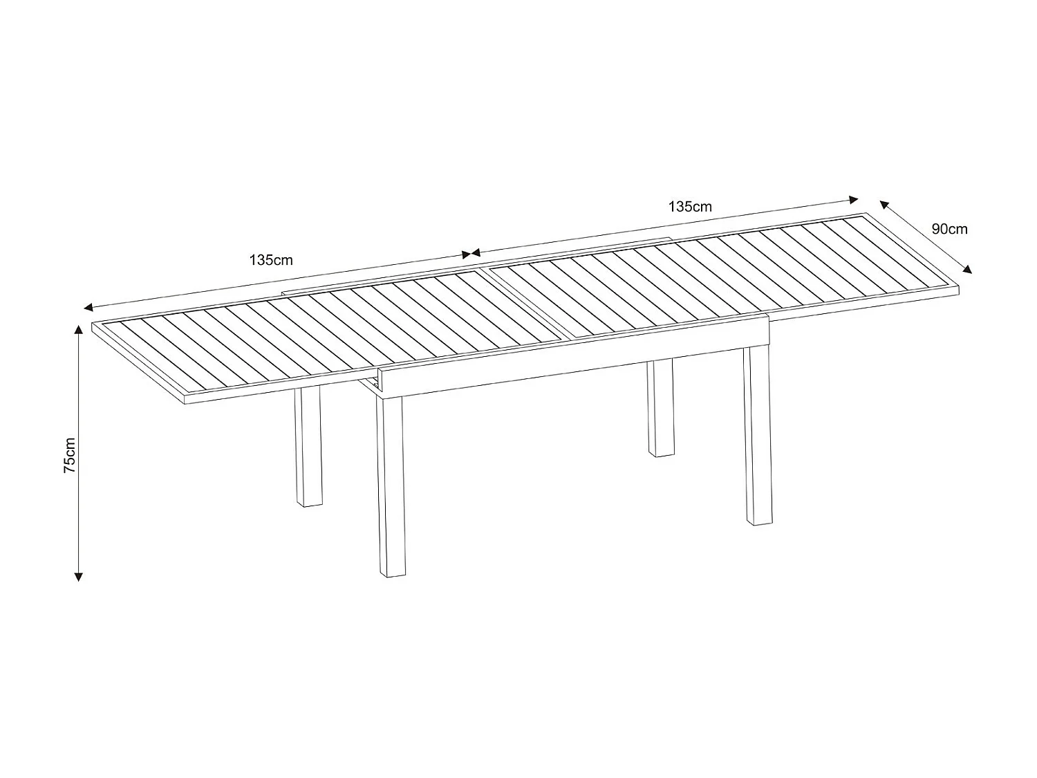 Ensemble Table de jardin extensible aluminium 135/270cm + 10 Fauteuils empilables corde Anthracite et Beige - YERAZ