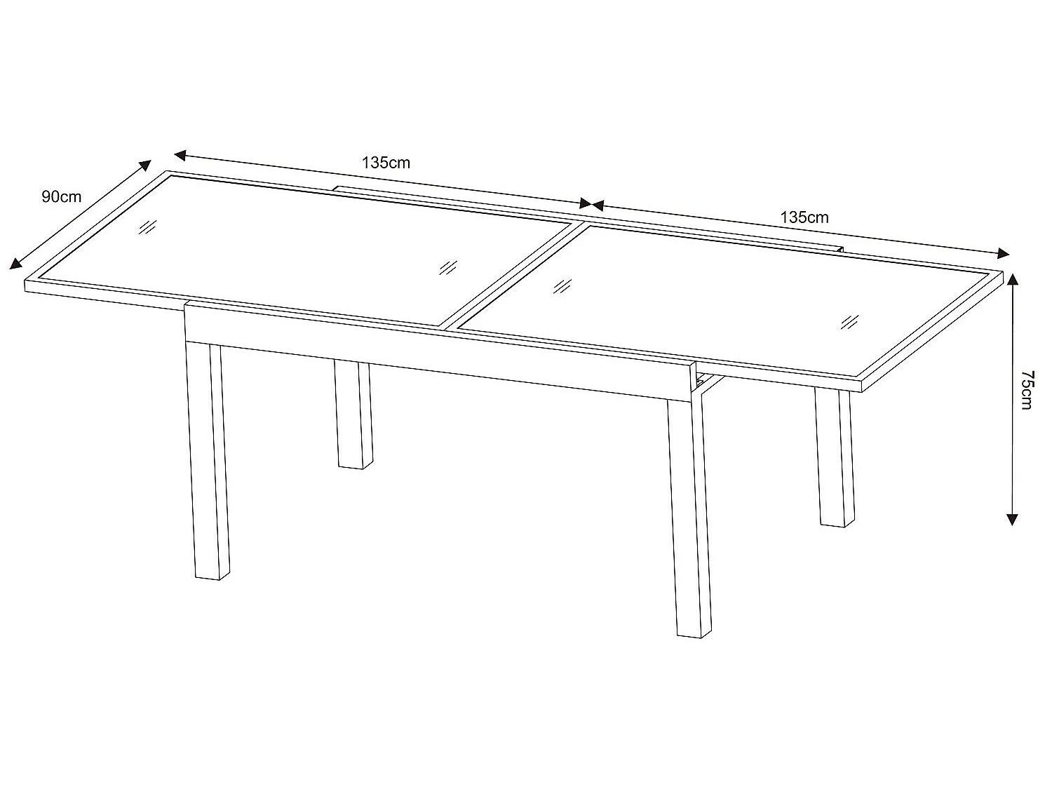 Table de jardin extensible aluminium 270cm + 8 fauteuils empilables textilène gris - LIO 8
