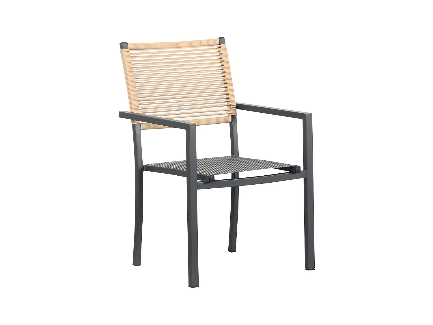 Ensemble Table de jardin extensible aluminium 135/270cm + 8 Fauteuils empilables corde Anthracite et Beige - YERAZ 8