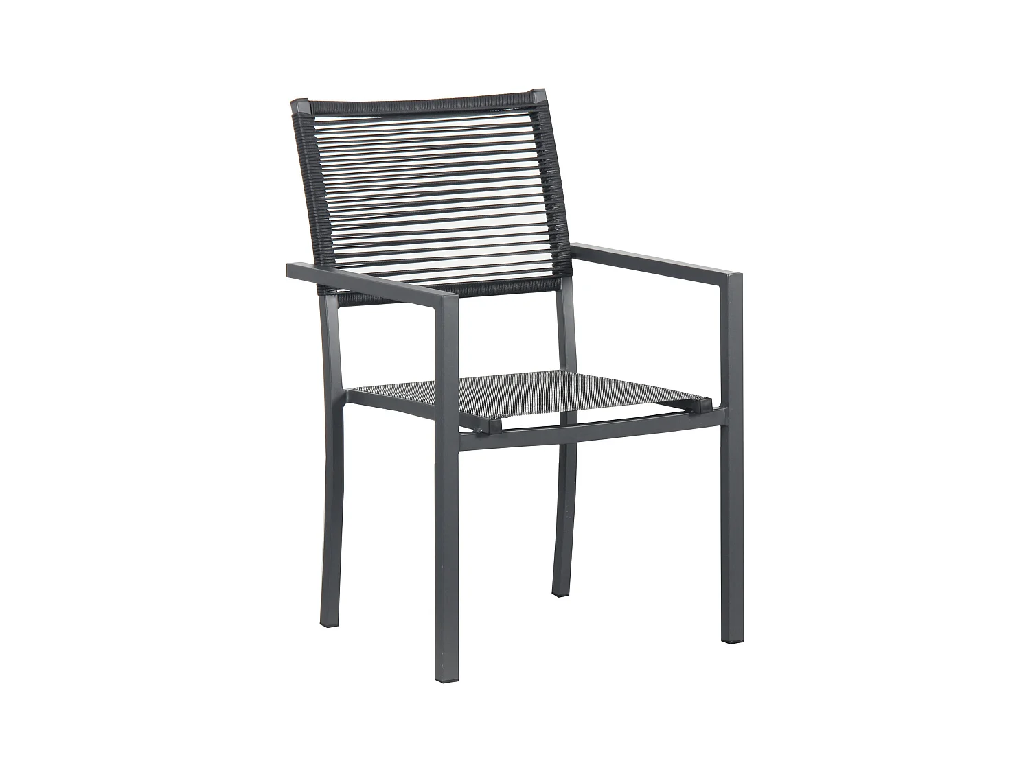 Ensemble Table de jardin extensible aluminium 135/270cm + 8 Fauteuils empilables corde Anthracite et Beige - YERAZ 8