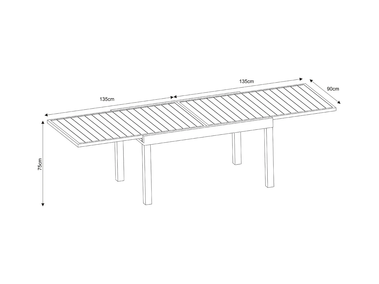 Ensemble Table de jardin extensible aluminium 135/270cm + 8 Fauteuils empilables corde Anthracite et Beige - YERAZ 8