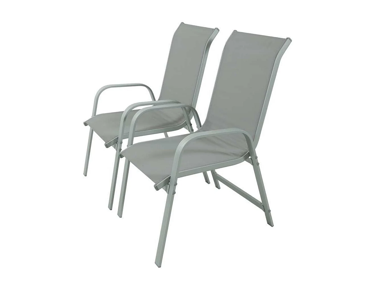 Table de jardin extensible aluminium 140/280cm + 10 fauteuils empilables textilène Gris - FARO 10
