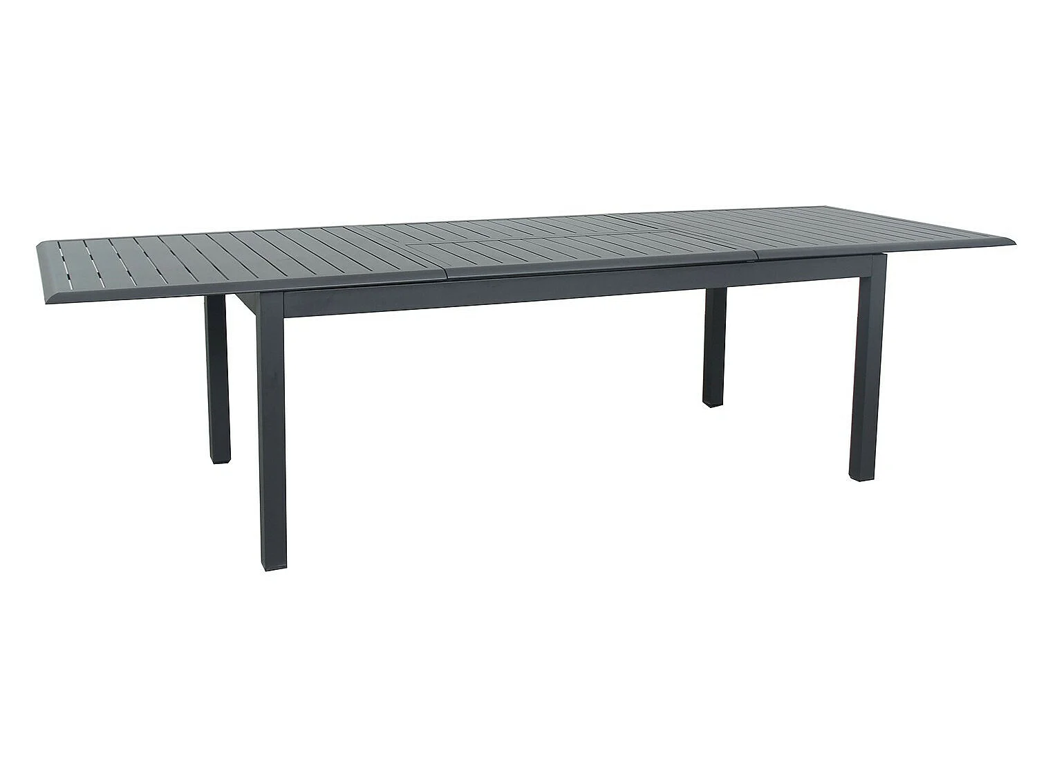 Table de jardin extensible aluminium 220/320cm + 10 Fauteuils empilables textilène Gris Anthracite - ANDRA XL 10