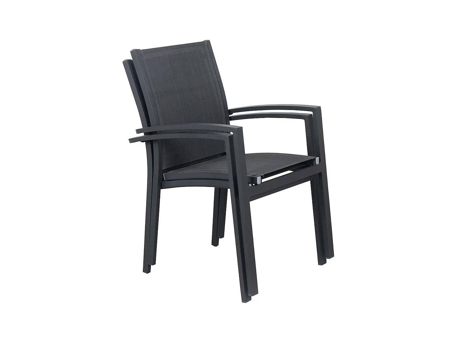 Table de jardin extensible aluminium 135/270cm + 10 Fauteuils empilables textilène Gris Anthracite - ANDRA 10