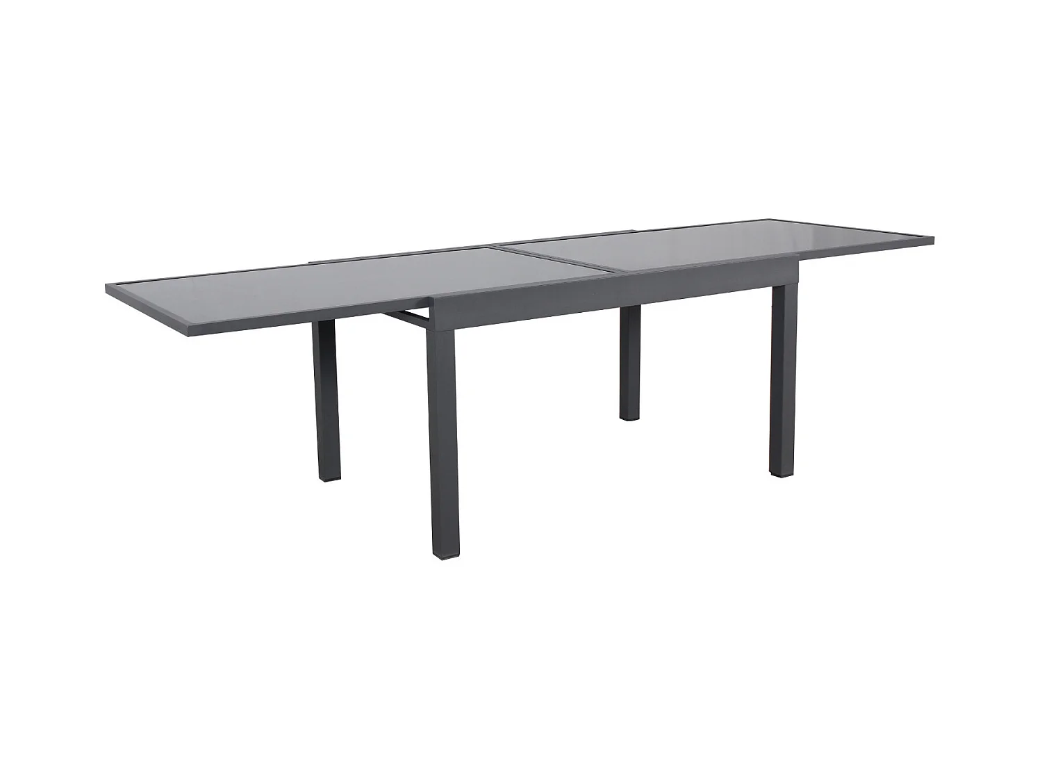 Table de jardin extensible aluminium 135/270cm + 10 Fauteuils empilables textilène Gris Anthracite - ANDRA 10