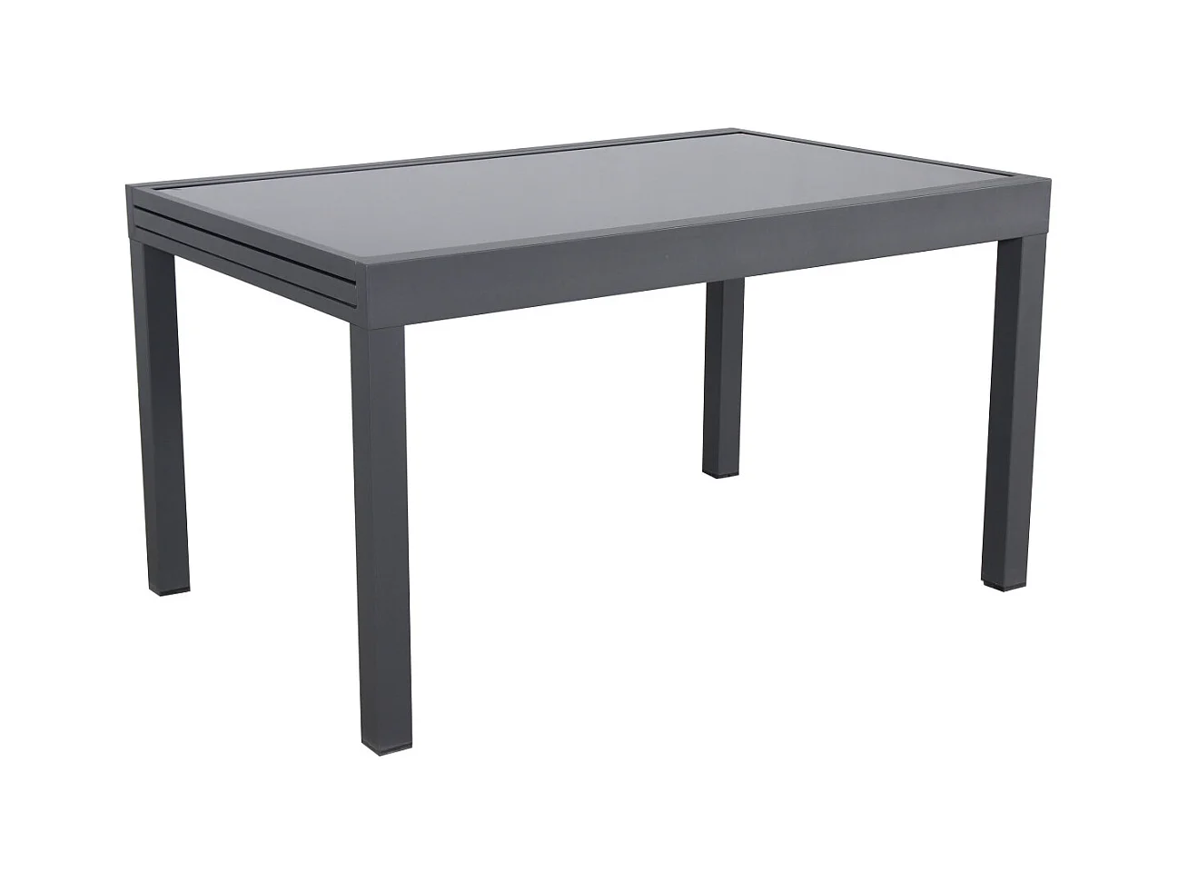Table de jardin extensible aluminium 135/270cm + 10 Fauteuils empilables textilène Gris Anthracite - ANDRA 10