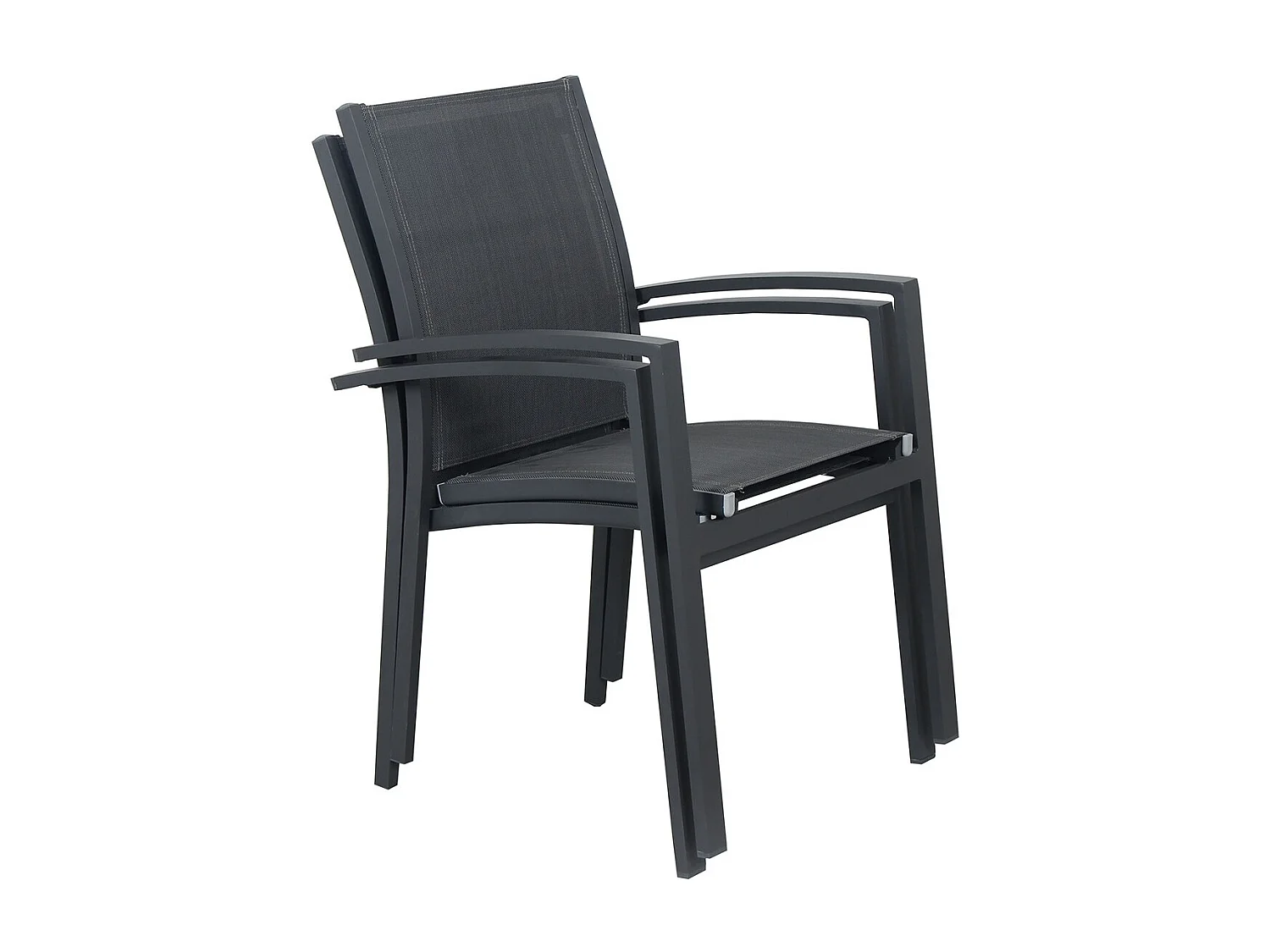 Table de jardin extensible aluminium 135/270cm + 10 Fauteuils empilables textilène Gris Anthracite - ANDRA 10