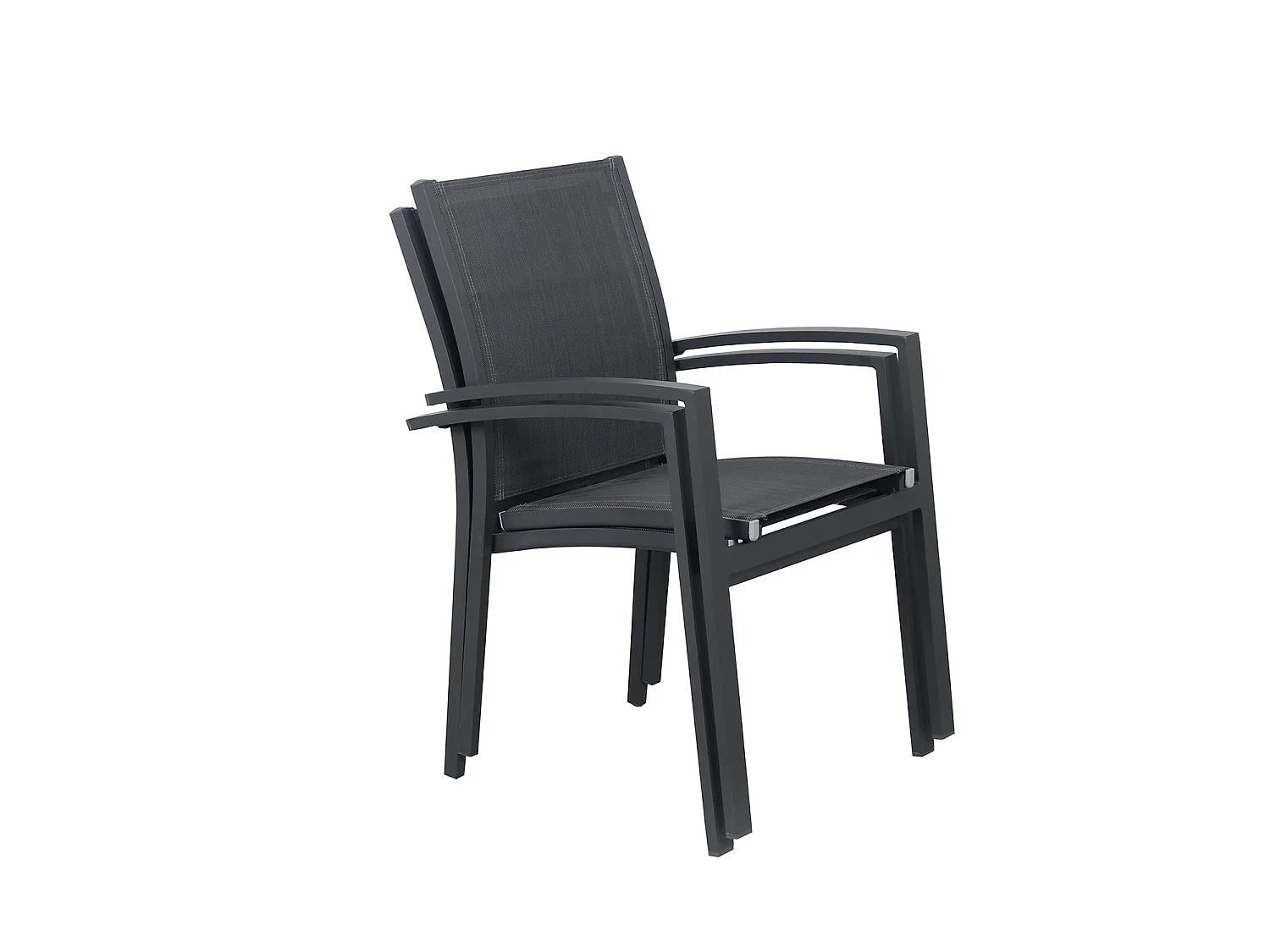 Table de jardin extensible aluminium 135/270cm + 10 Fauteuils empilables textilène Gris Anthracite - ANDRA 10