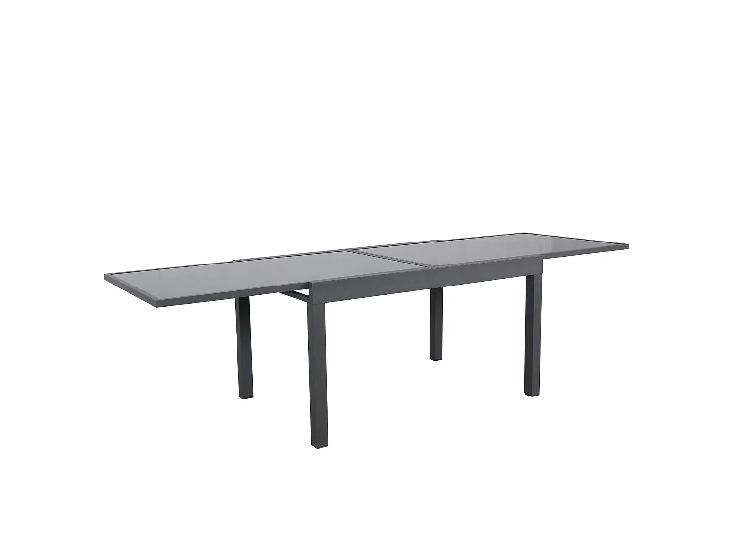 Table de jardin extensible aluminium 135/270cm + 10 Fauteuils empilables textilène Gris Anthracite - ANDRA 10