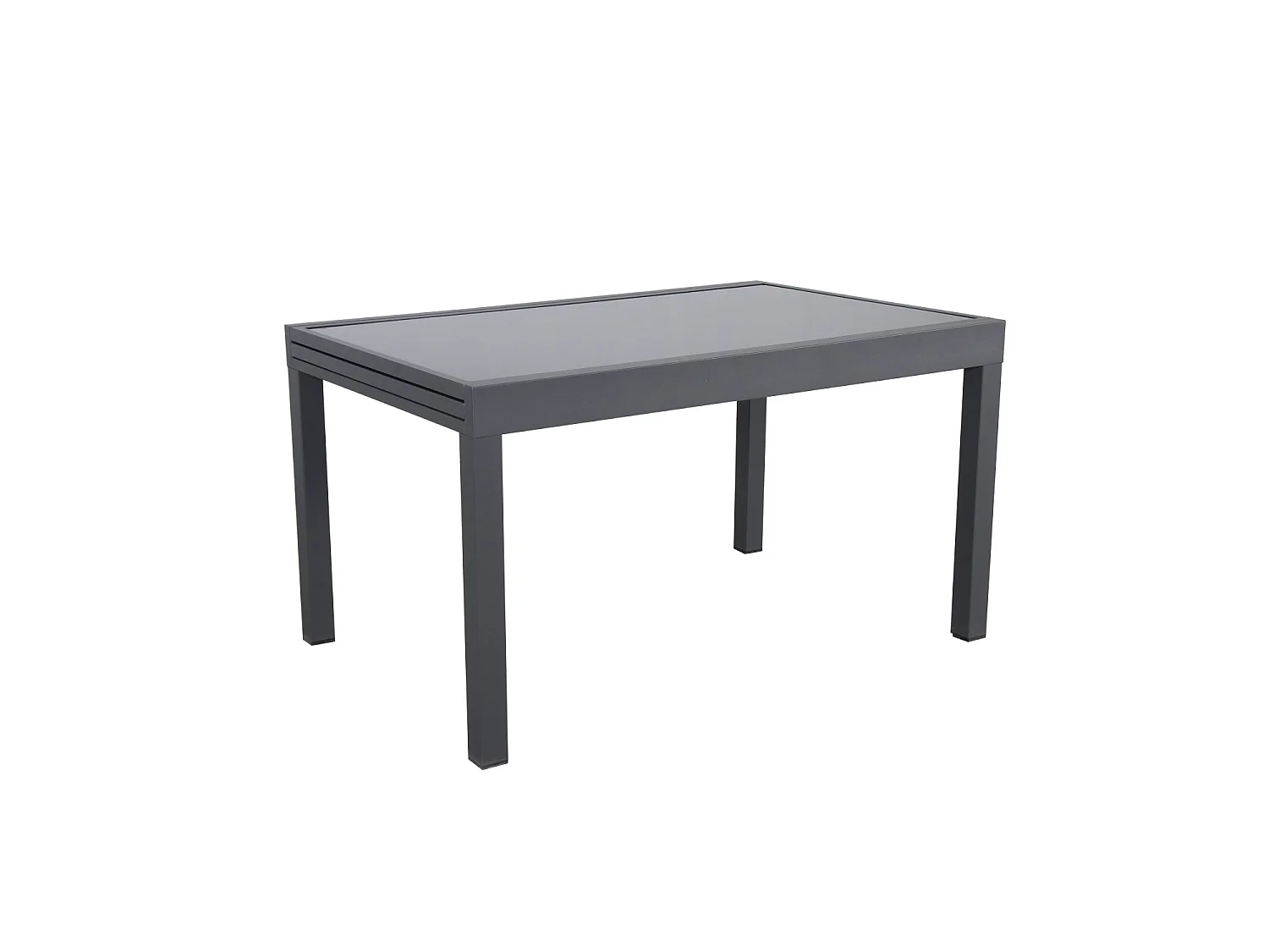 Table de jardin extensible aluminium 135/270cm + 10 Fauteuils empilables textilène Gris Anthracite - ANDRA 10