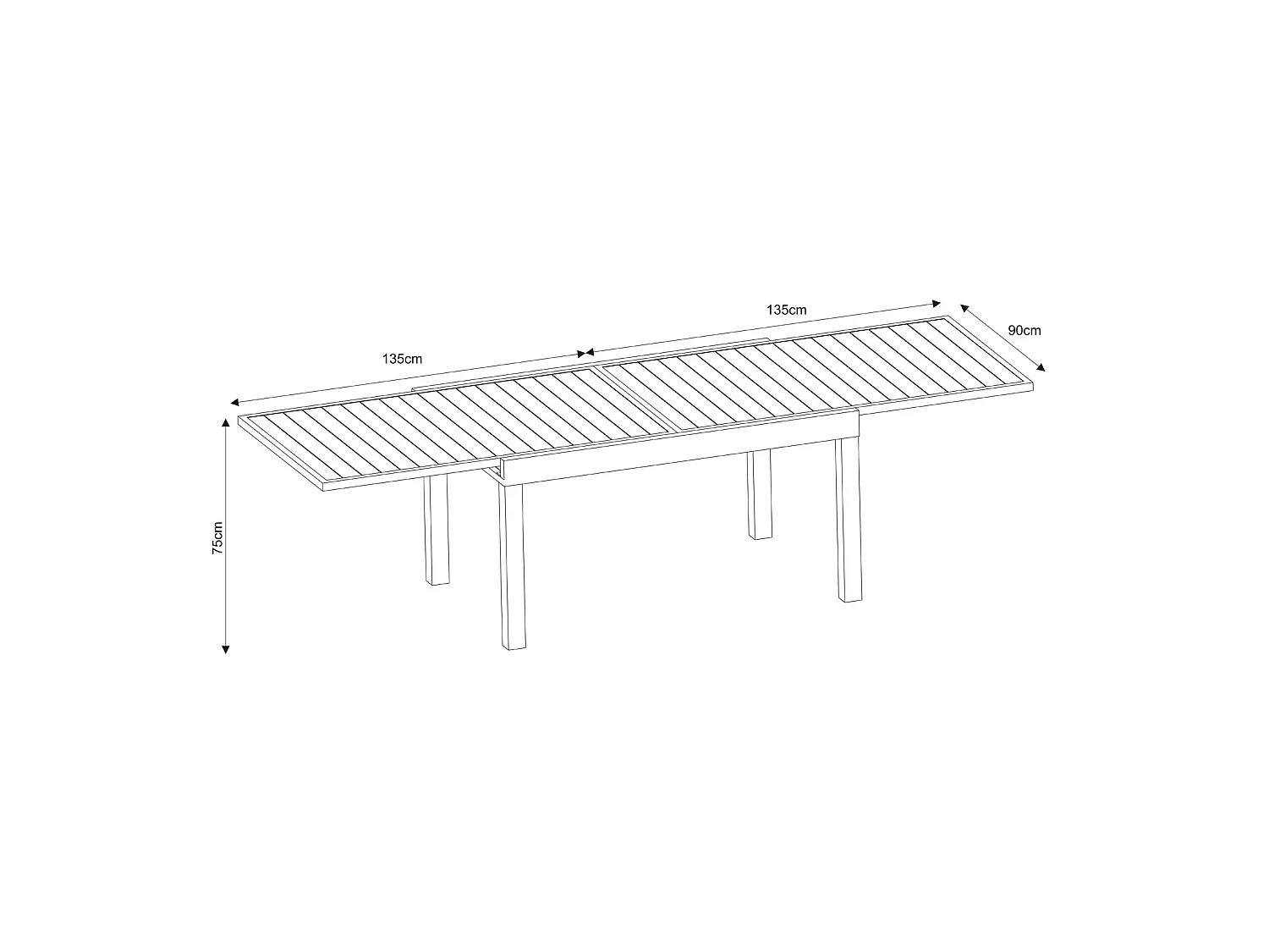 Table de jardin extensible en aluminium 270cm + 10 fauteuils empilables textilène anthracite - MILO 10