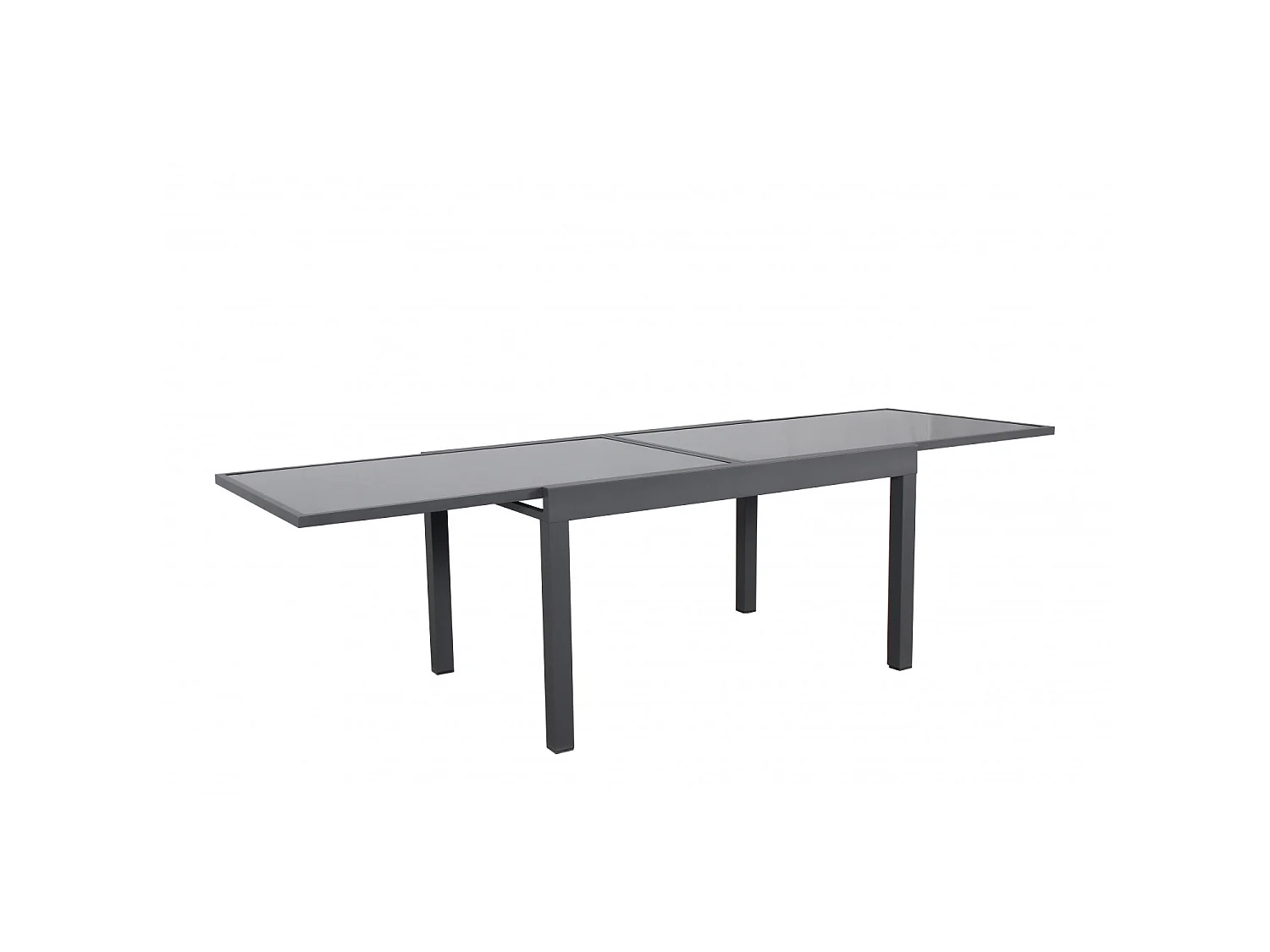 Table de jardin extensible aluminium 270cm + 10 fauteuils empilables textilène anthracite gris - LIO 10